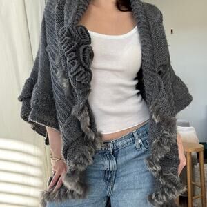 Y2K Vintage My Pretty Angel Open Front Cardigan Wool Cashmere Linen Blend M